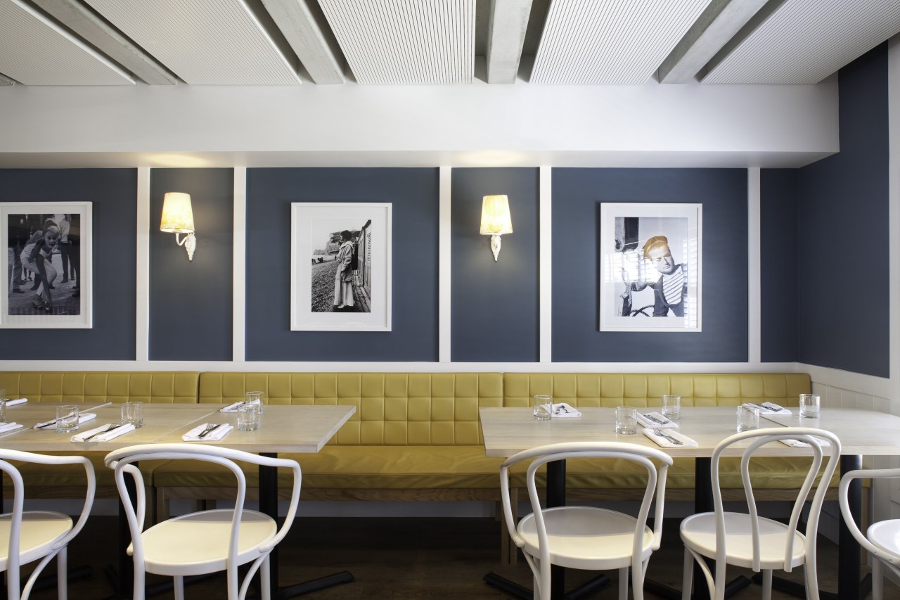 La Fourchette Restaurant in St Heliers features Resene ceiling, dining room, interior design, restaurant, table, white