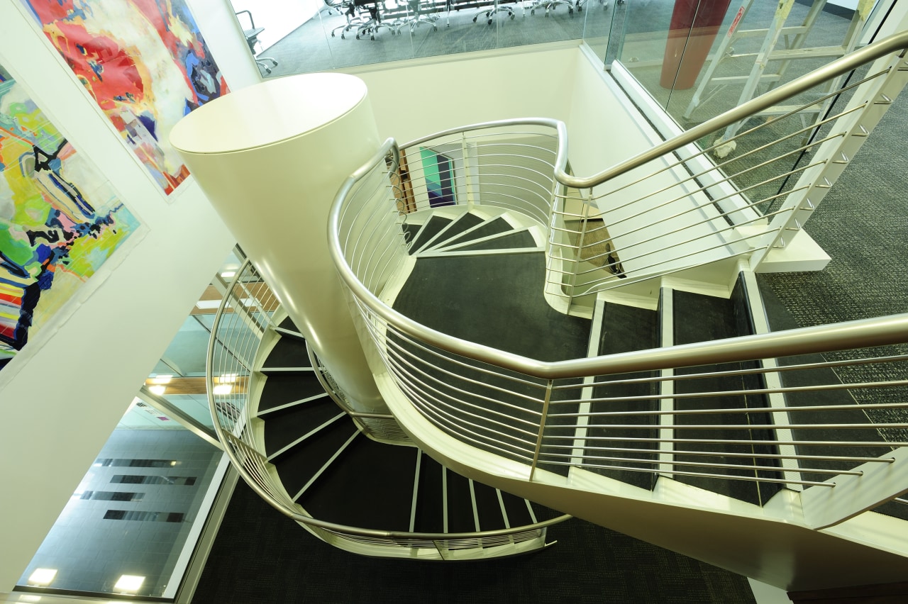 A three tonne spiral staircase was addressed by architecture, building, daylighting, stairs, green