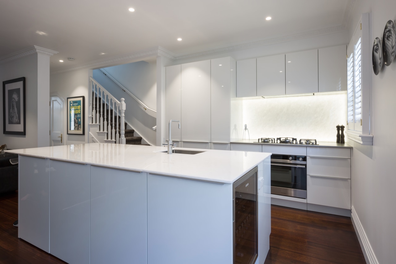 Working with elegant surroundings but limited space, designer architecture, cabinetry, countertop, cuisine classique, interior design, kitchen, real estate, room, gray