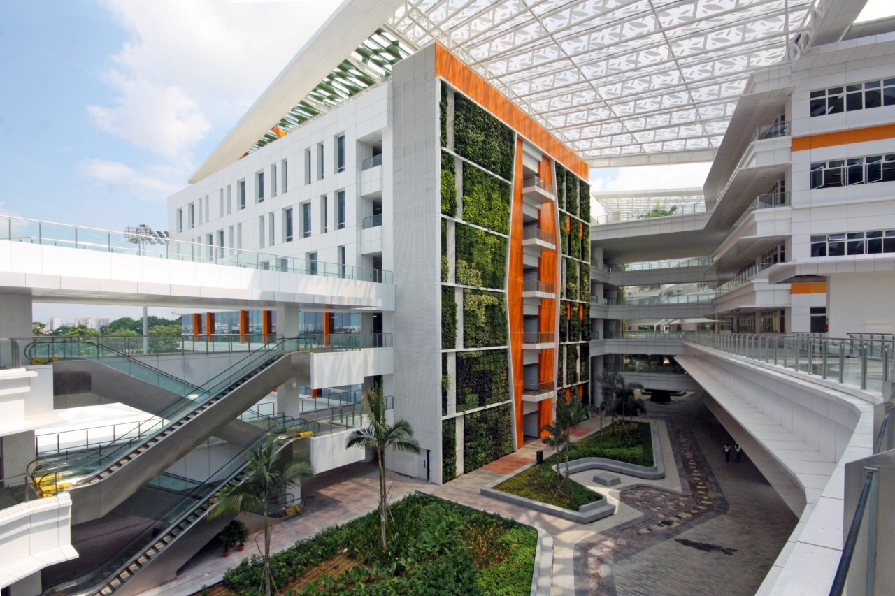 Singapore's ITE College Central includes one of the apartment, architecture, building, condominium, corporate headquarters, metropolitan area, mixed use, real estate, white, gray