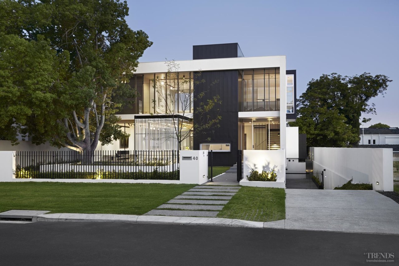 External screens bring privacy to the glass pavilions architecture, building, condominium, elevation, estate, facade, home, house, property, real estate, residential area, brown