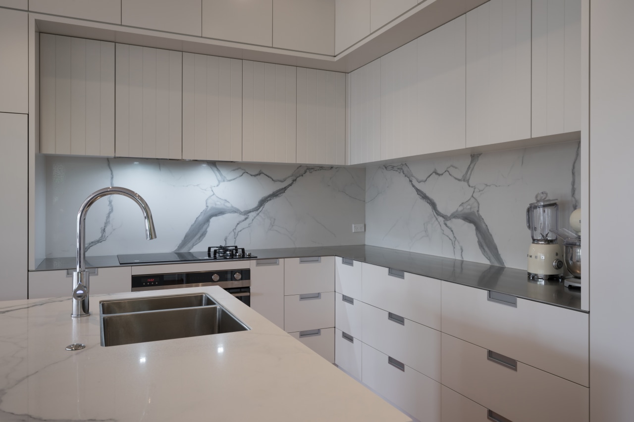 ​​​​​​​Making a splash – impervious to heat, stains, architecture, countertop, interior design, kitchen, under cabinet lighting, Florim Stone, Archant