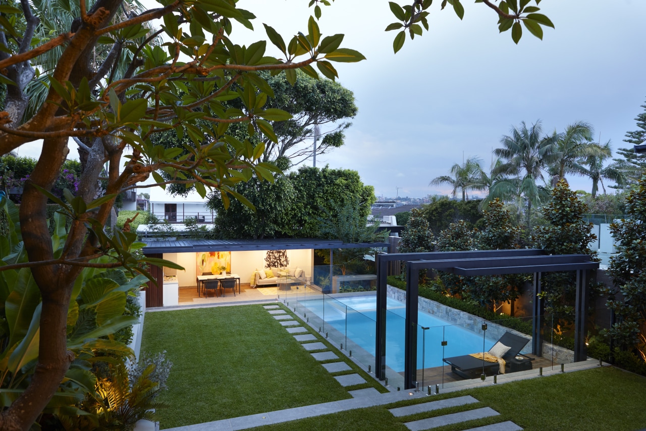 Pool, cabana for teenagers and metal arbours all 