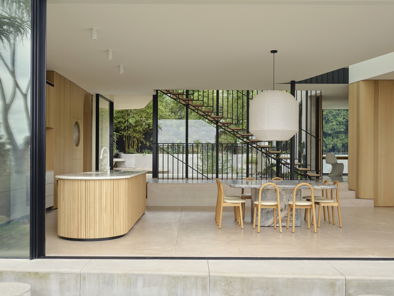 Looking through the living spaces from the front 