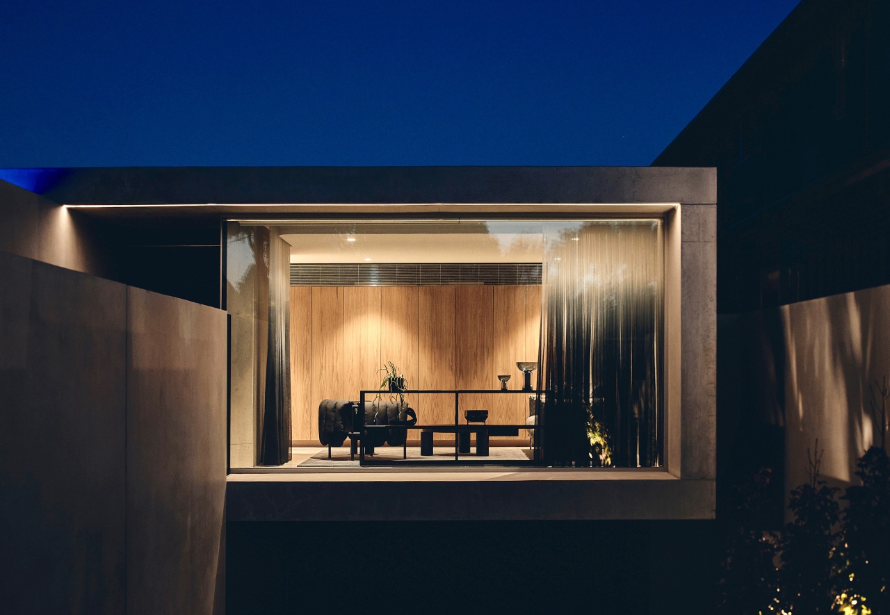 The living room at night showing the emphasis 