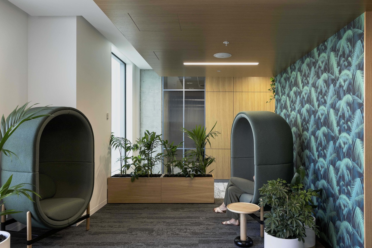 The fit-out caters to every possible staff need, gray, black