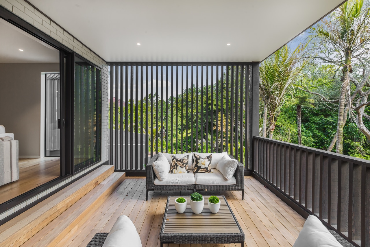 Wrapped in timber-screening, the deck sits above the 