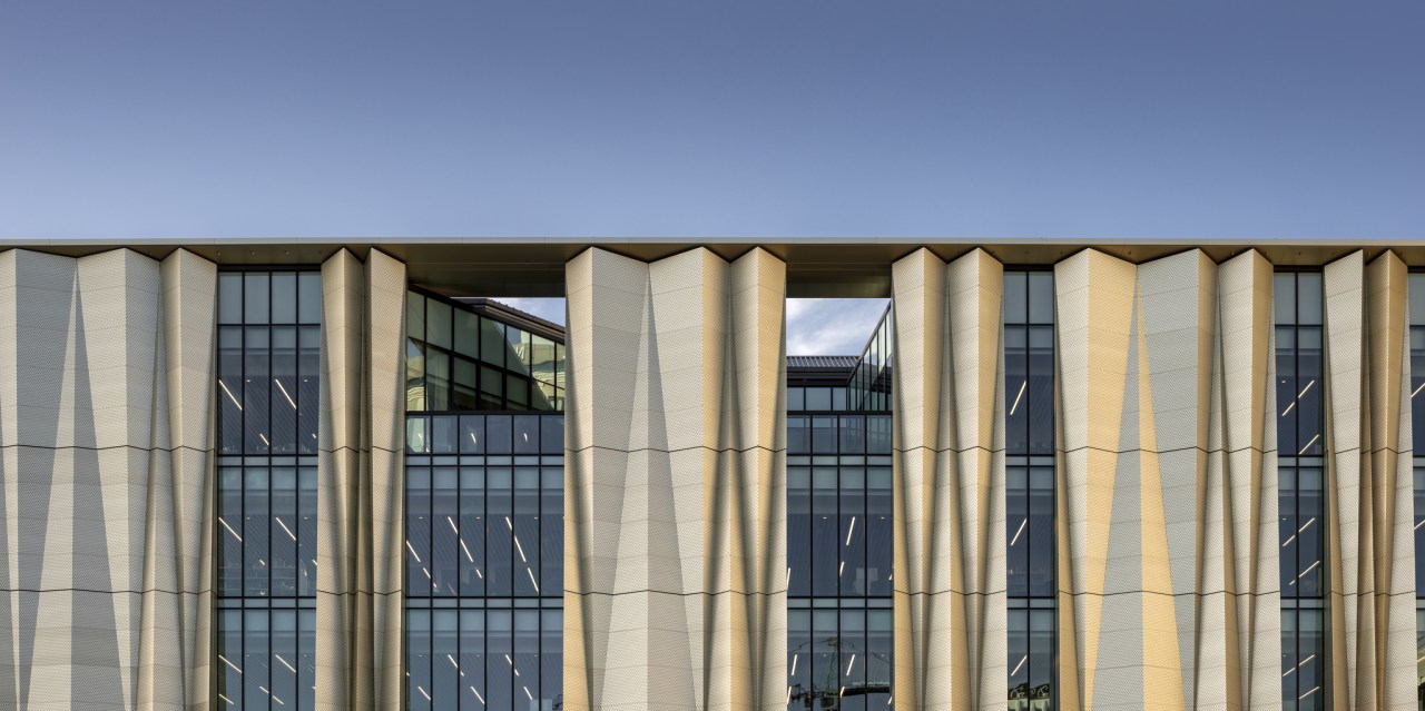 Christchurch Central Library – cultural cladding architecture, building, column, commercial building, corporate headquarters, daytime, facade, structure, window, gray