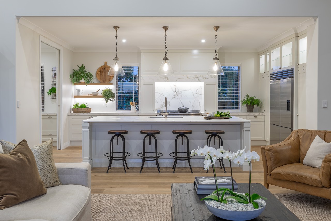 Skilled woodworking detailing on the well-equipped kitchen is