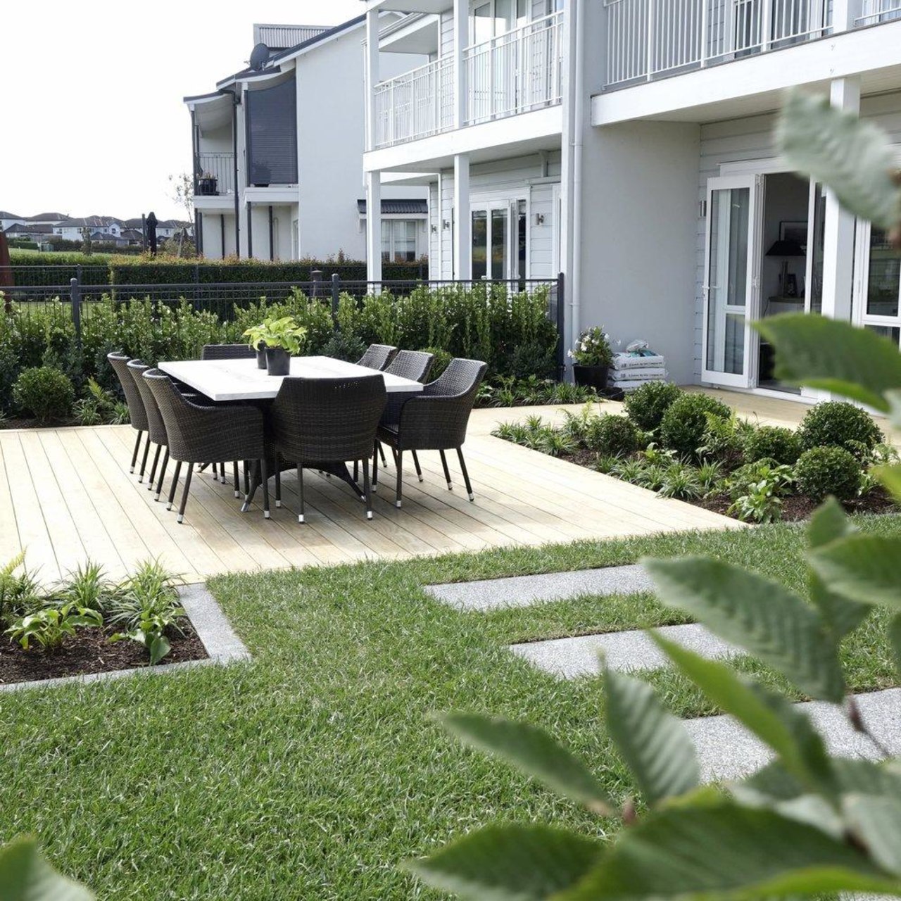 Your outdoor space should in all ways, look apartment, architecture, artificial turf, backyard, building, courtyard, furniture, garden, grass, home, house, landscape, landscaping, lawn, patio, plant, property, real estate, residential area, roof, room, shrub, tree, yard, white, green