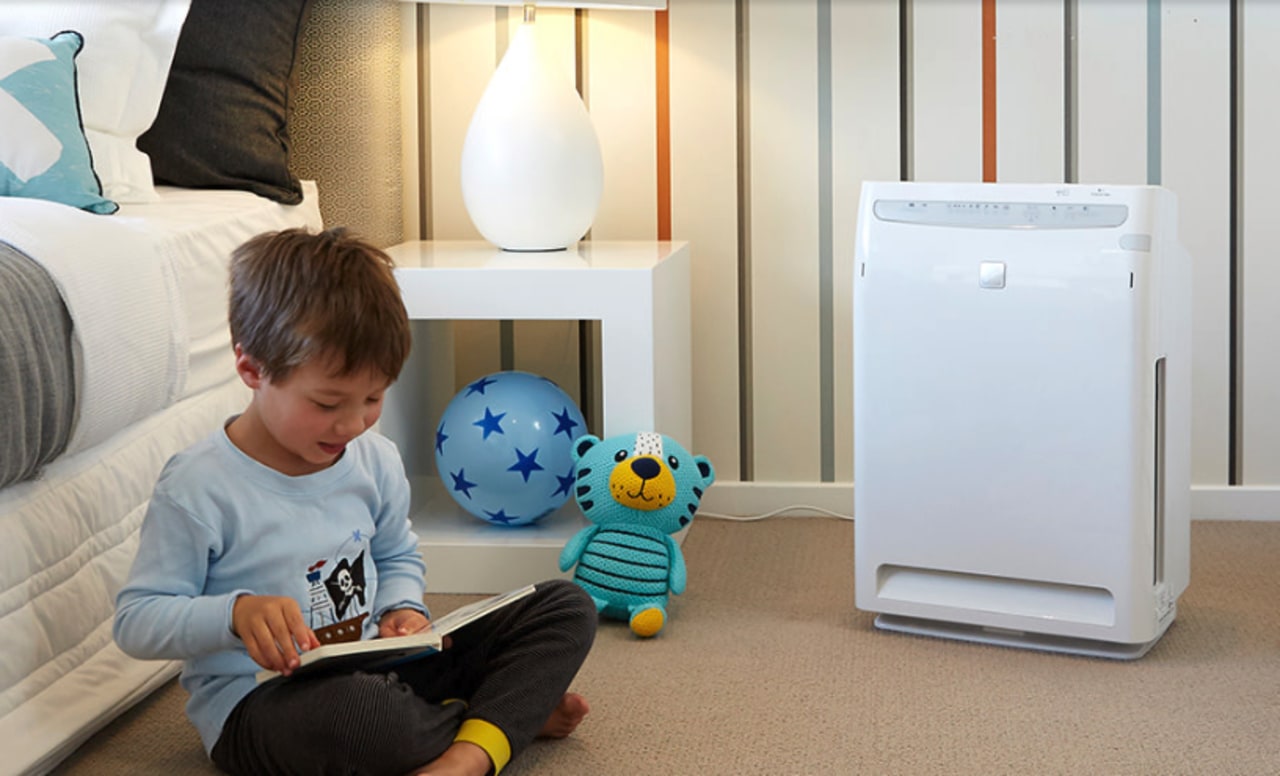 Daikin Purifiers - baby products | bed | baby products, bed, child, floor, flooring, furniture, play, product, room, technology, toddler, toy, gray, white