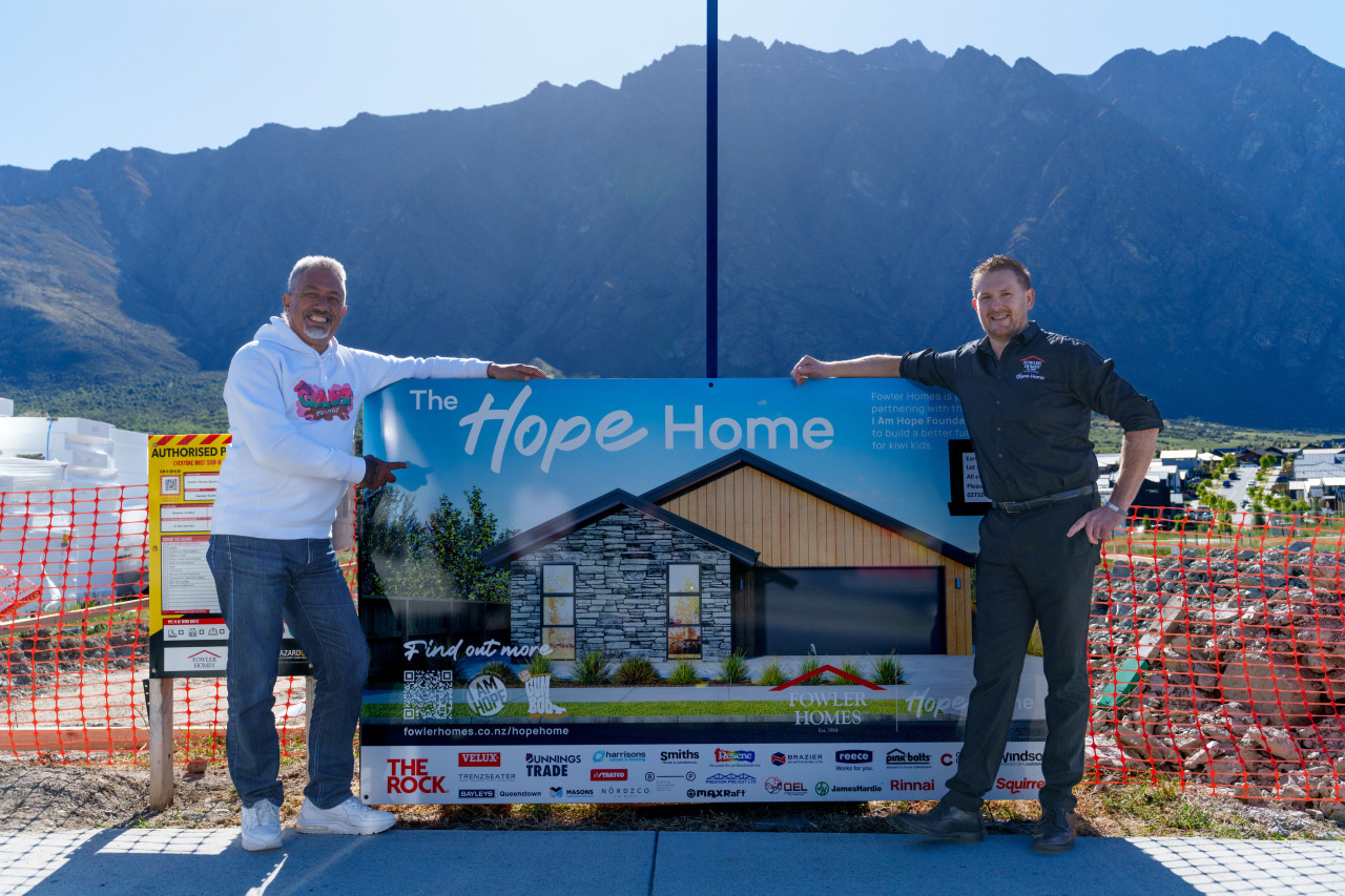 The Hope Home signage with Mike King and 
