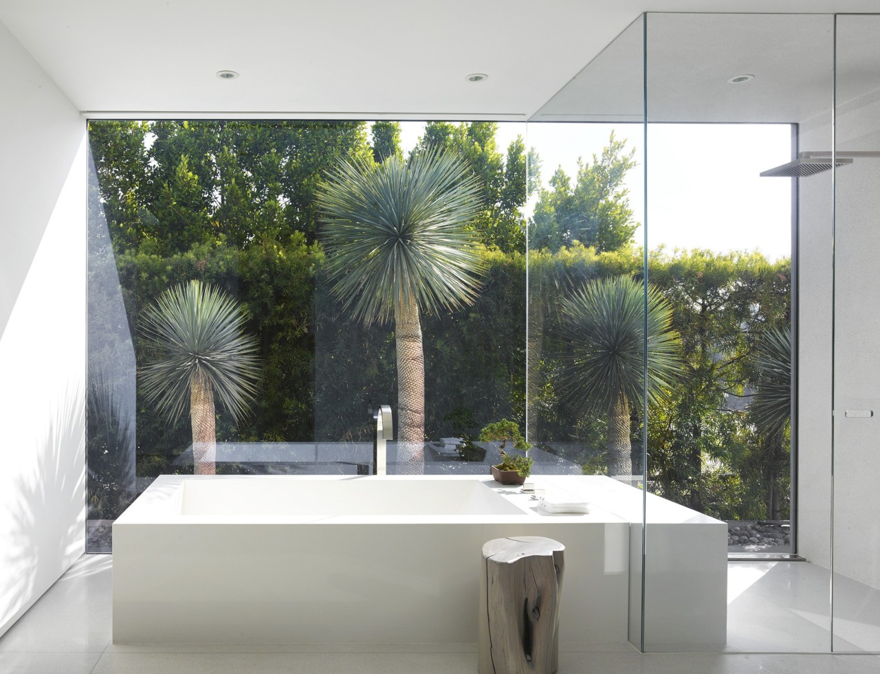 Dornbracht fittings, a Caesarstone tub and contemporary glass 