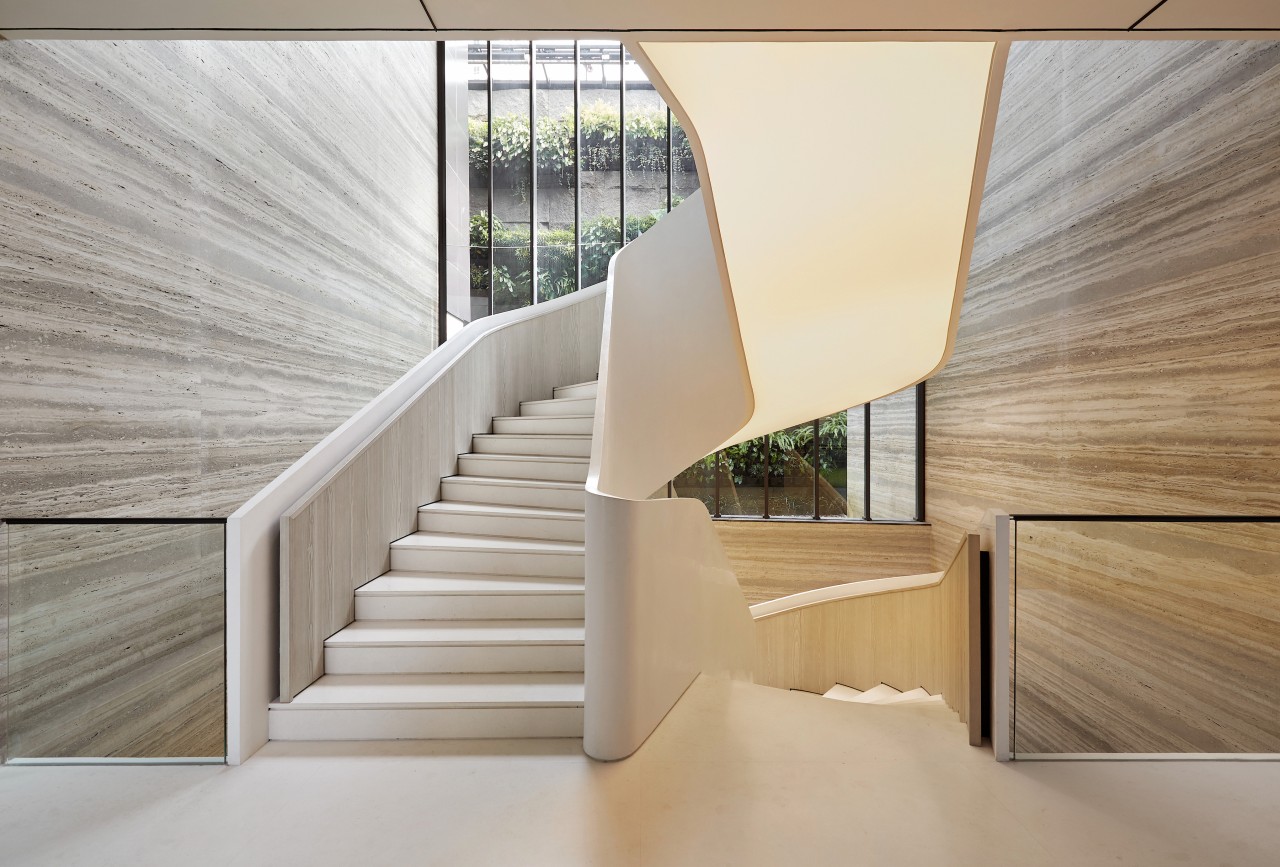 The stair balustrades were plastered and moulded to 