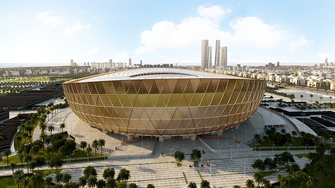 New look at Foster + Partners Lusail Stadium architecture, city, structure, white, brown