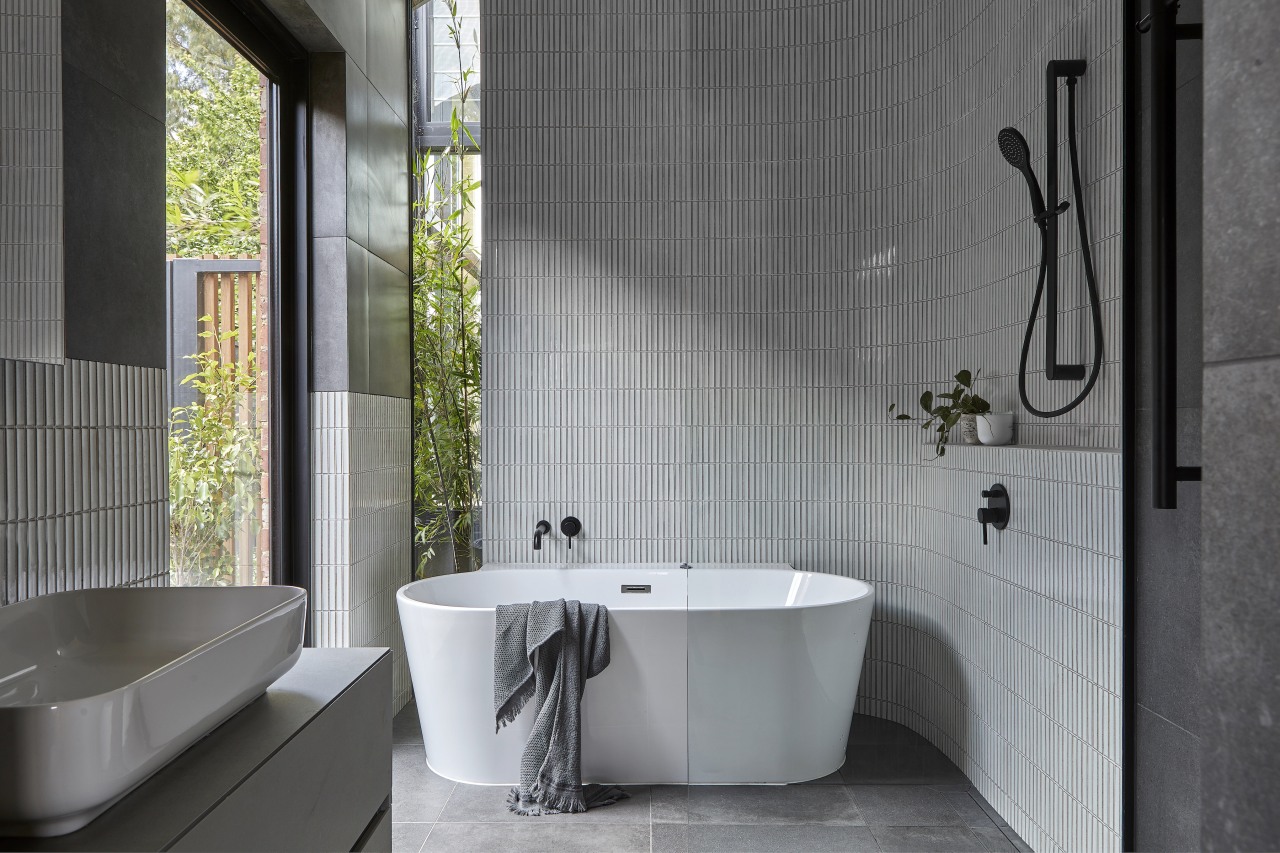 The ensuite is its own oasis, connected to 
