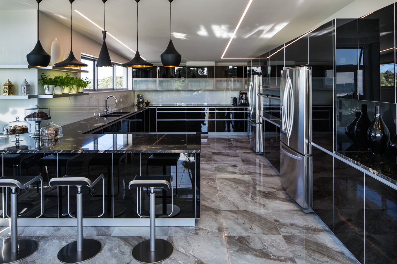 The owners were renovating their beach front property countertop, interior design, gray, black