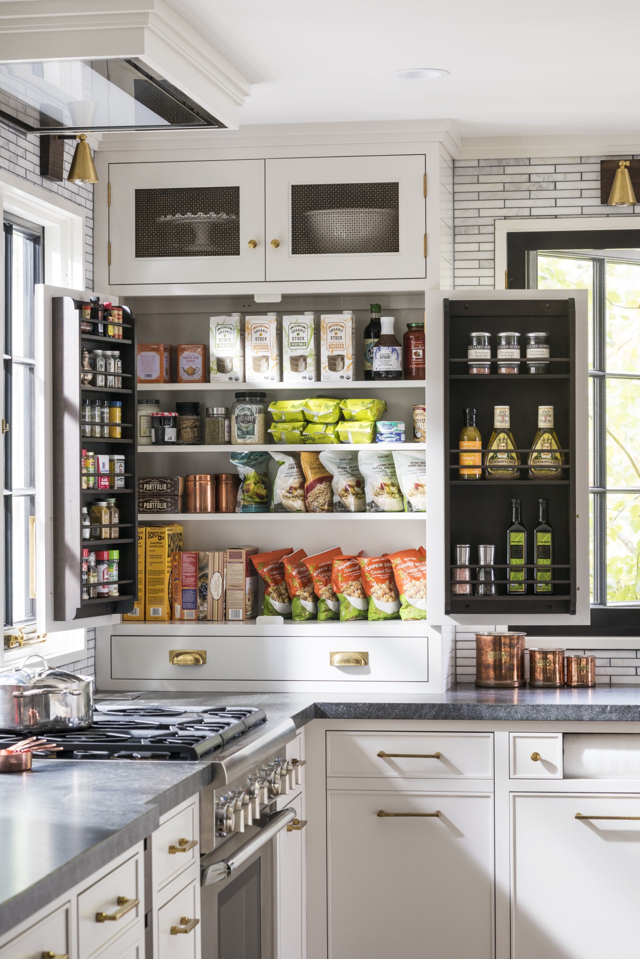 ​​​​​​​Benchtop-to-ceiling cabinetry extends into the corners of this cabinetry, storeage, countertop, floor, furniture, home, house, interior design, pantry, shelf, shelving, Studio Dearborn