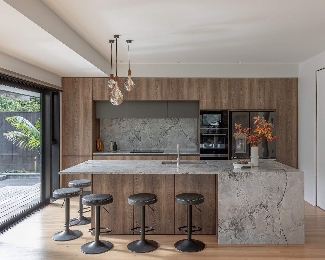 The kitchen was relocated to the eastern end 