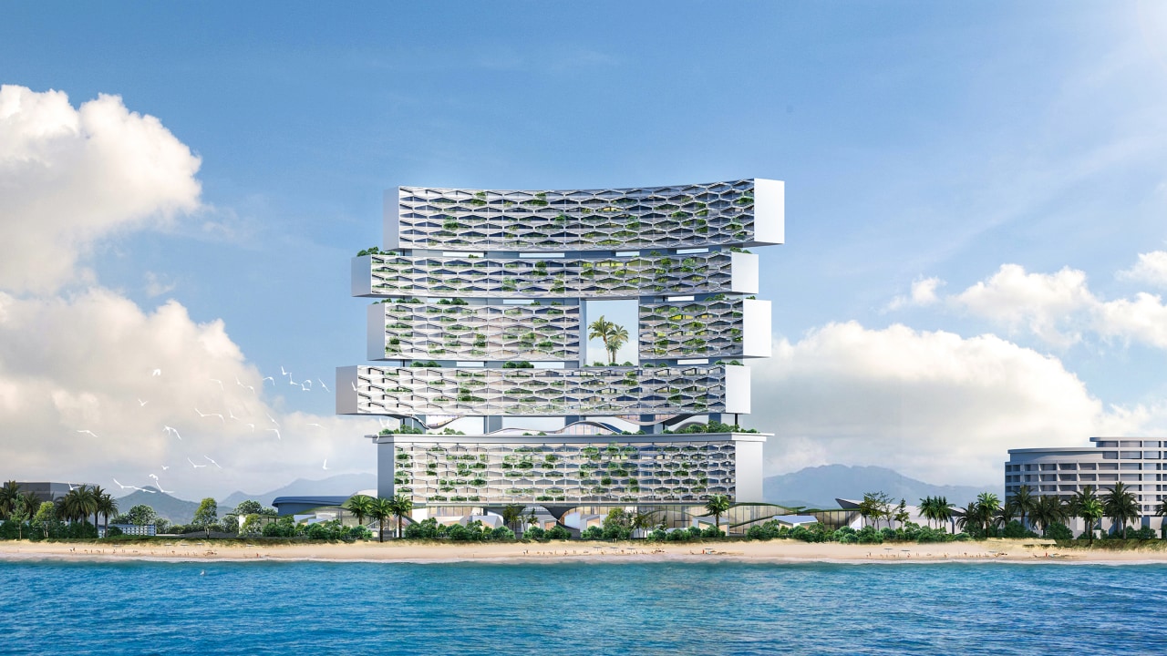 The stacked, garden-rich hotels offer a vertical oasis 