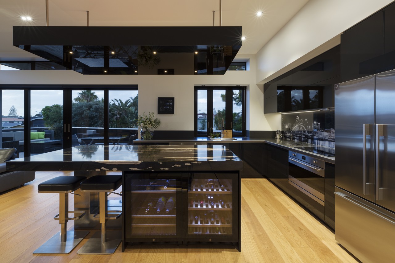 The owners wanted an entertainer’s dream kitchen and countertop, interior design, kitchen, black