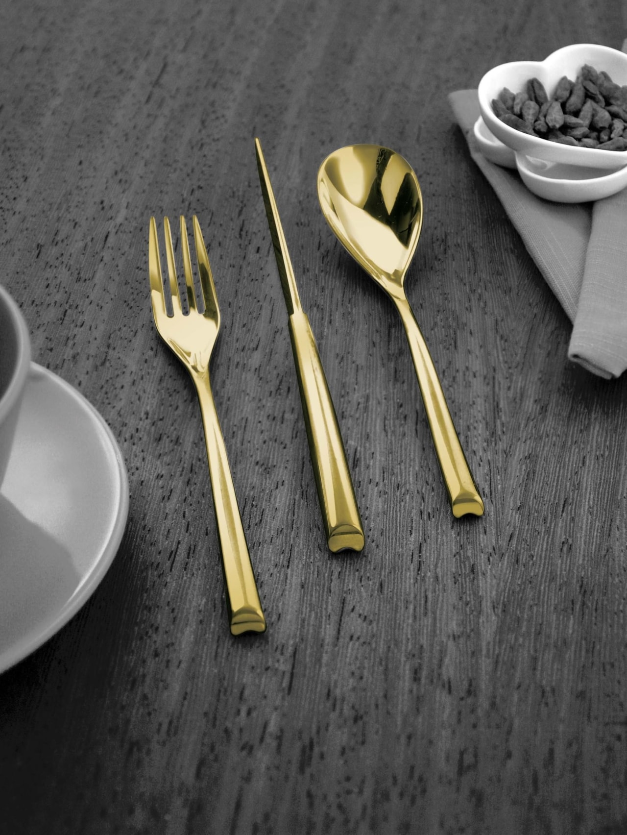 A selection from The Studio of Tableware cutlery, fork, product, spoon, tableware, black, gray
