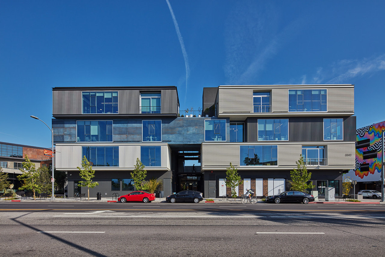 All aboard: Part of the Platform mixed-use hub, apartment, architecture, building, city, commercial building, condominium, corporate headquarters, daytime, elevation, facade, home, house, metropolitan area, mixed use, neighbourhood, real estate, residential area, sky, suburb, urban area, blue, gray