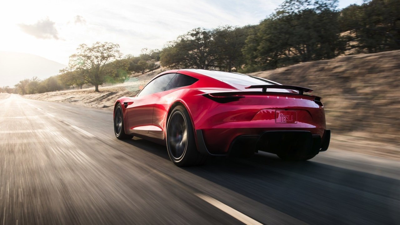 Tesla's new Roadster automotive design, automotive exterior, car, concept car, family car, luxury vehicle, mid size car, motor vehicle, performance car, personal luxury car, race car, sports car, supercar, vehicle, black, white