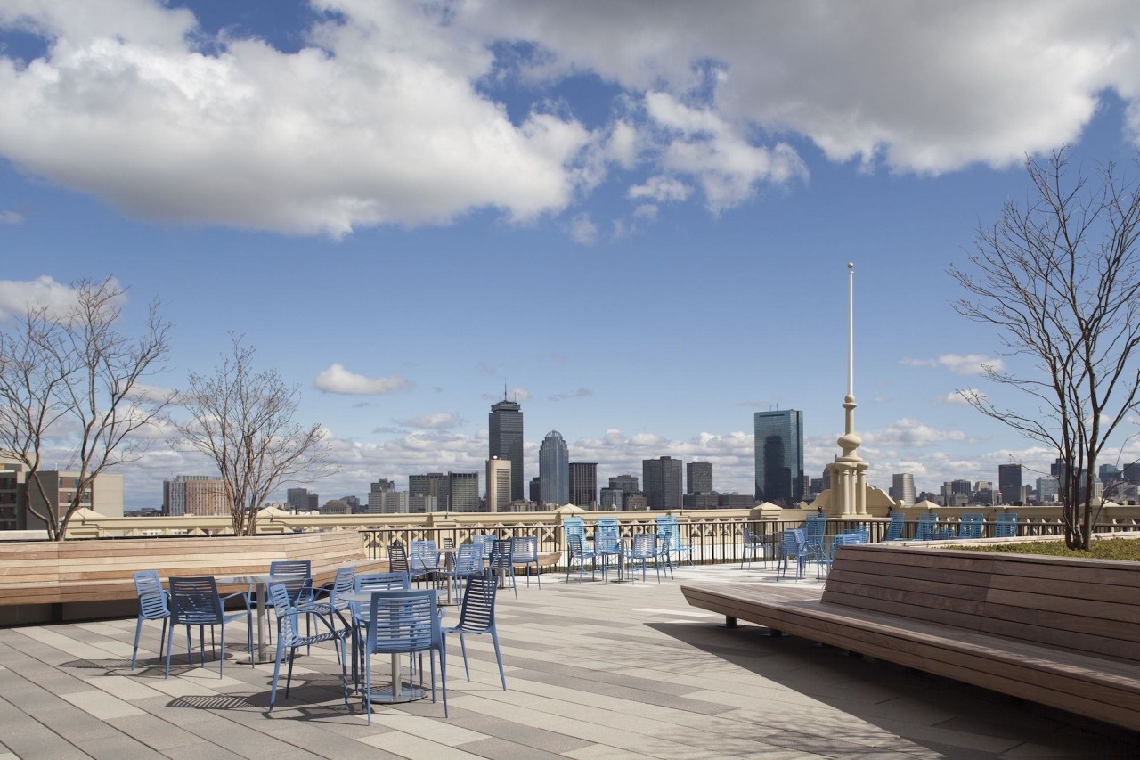 Bruce C. Bolling Municipal Building architecture, boardwalk, city, cityscape, cloud, daytime, downtown, landmark, metropolitan area, plaza, sky, skyline, skyscraper, tower block, tree, urban area, walkway, water, gray