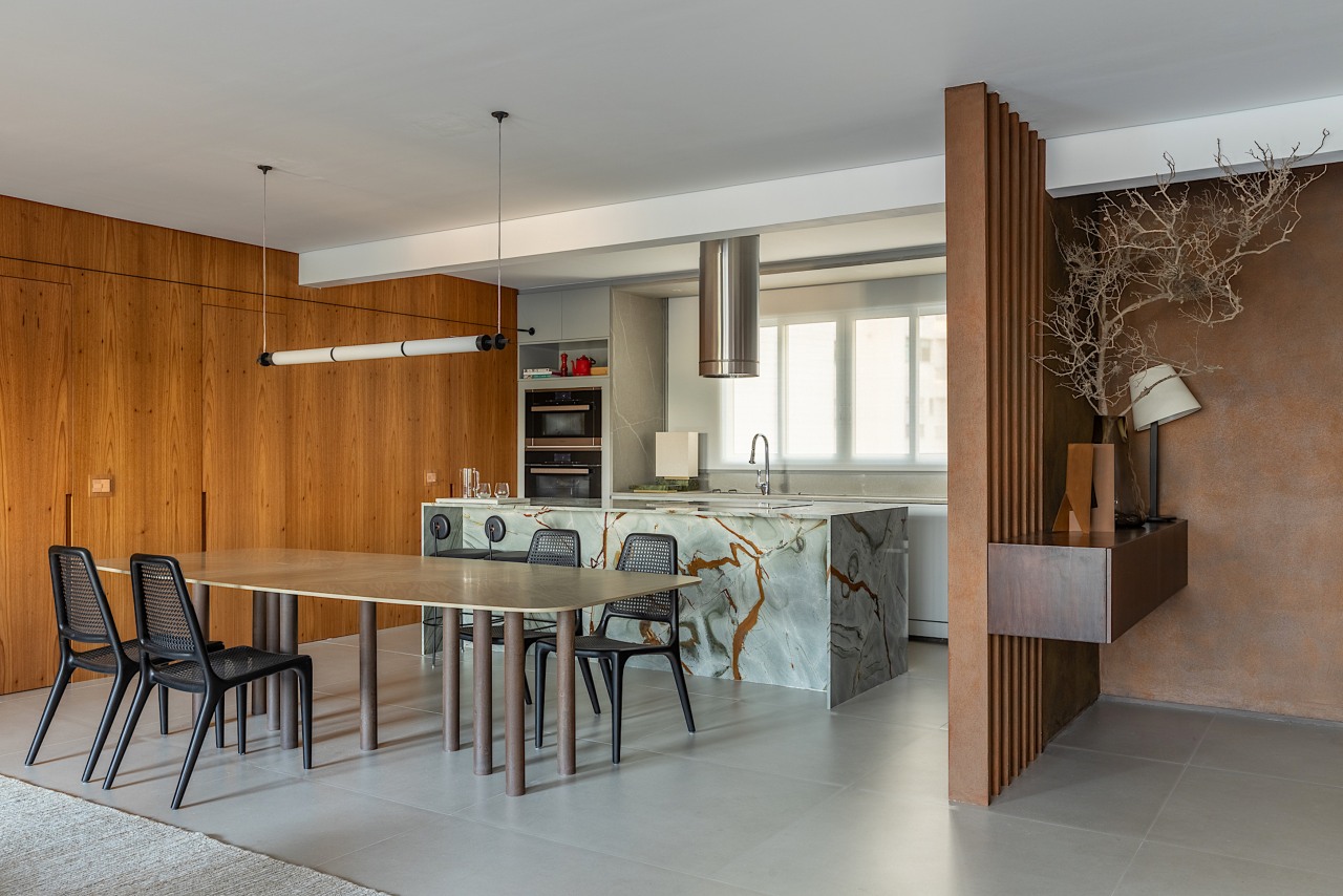 Open-plan living, dining, and kitchen with entry to 