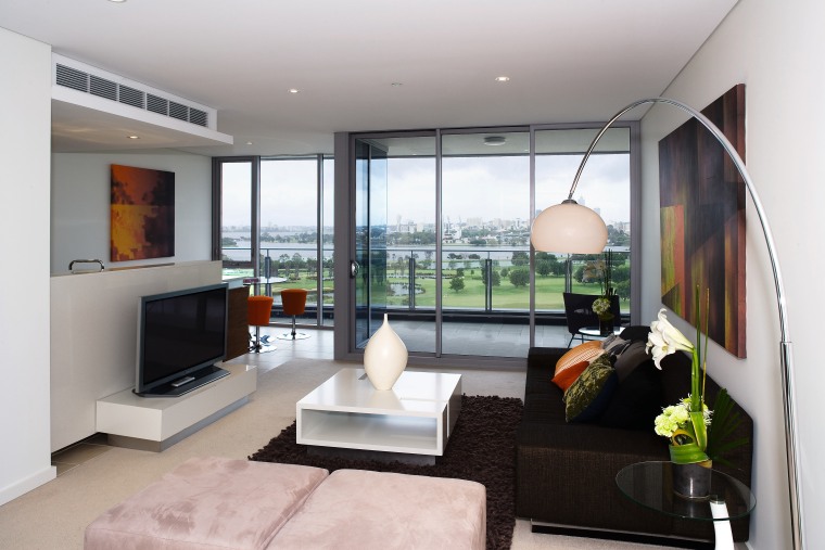 view of the living area featuring modern contemporary house, interior design, living room, property, real estate, room, window, gray