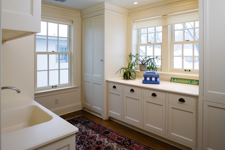 A view of this laundry featuring white timber bathroom, bathroom accessory, cabinetry, countertop, floor, home, interior design, kitchen, real estate, room, window, gray