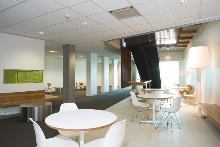 An interior view of the office building architecture, ceiling, interior design, office, real estate, table, gray