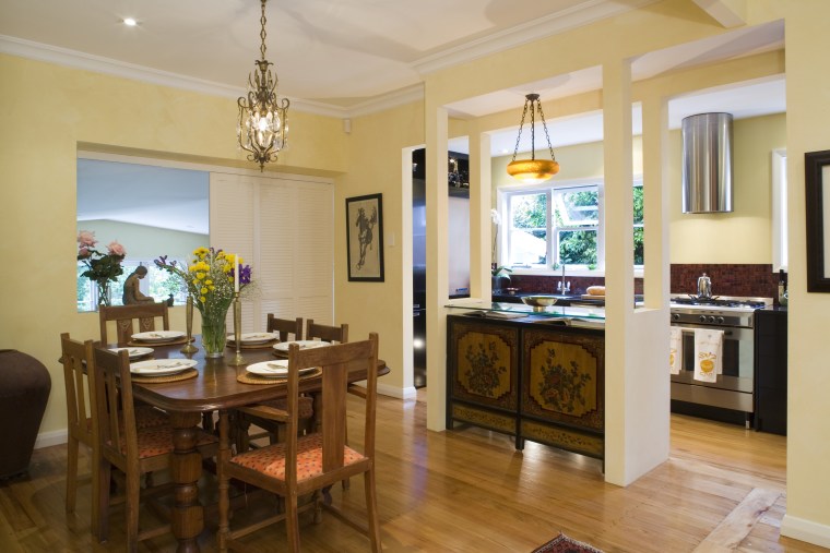 View of Kitchen designed by Celia Visser Design, dining room, interior design, kitchen, living room, real estate, room, orange, brown