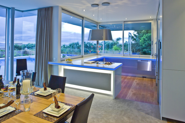 View of a kitchen with Fisher & Paykel's interior design, real estate, window, gray, teal