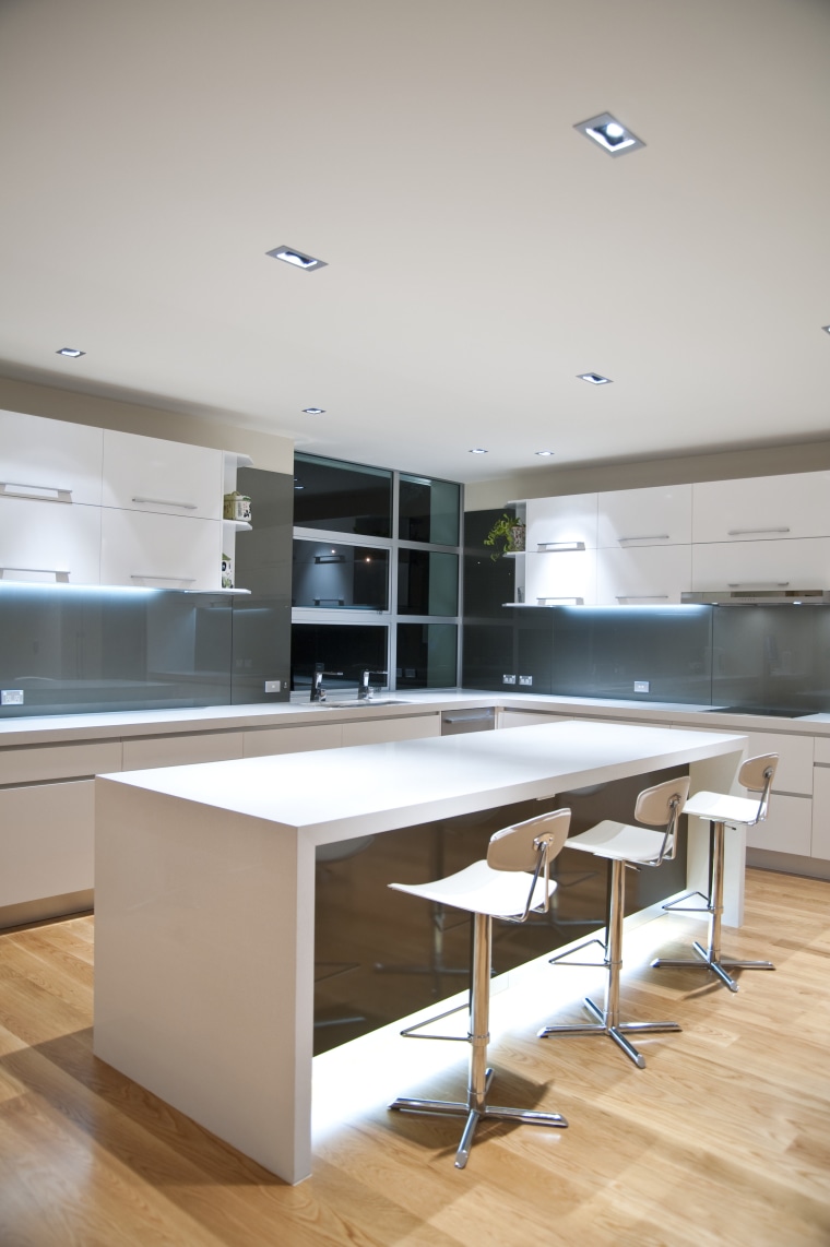 internal kitchen overview of Oak Manor,bench tops built architecture, cabinetry, countertop, daylighting, floor, interior design, kitchen, product design, room, table, gray