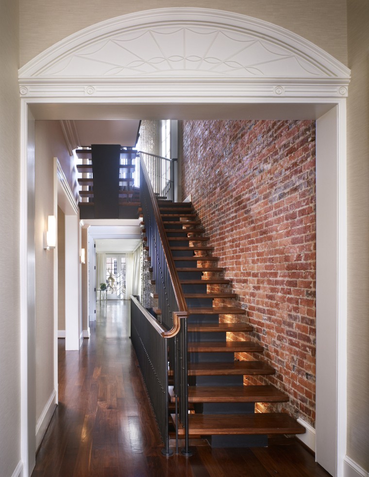 This house was remodeled by architect Ankie Barnes architecture, ceiling, daylighting, estate, floor, flooring, handrail, hardwood, home, interior design, real estate, stairs, window, gray