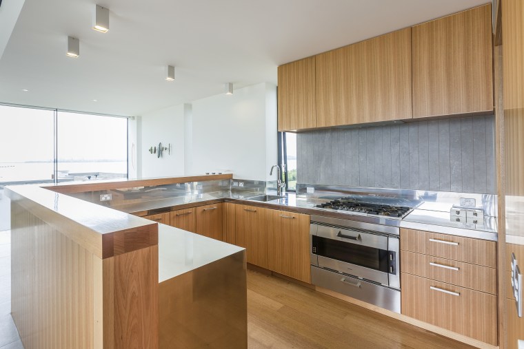 Sleek modern kitchen  with Tasmanian oak veneer  Trends