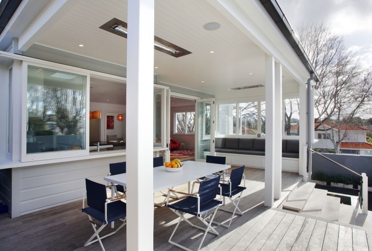 With its bay window, long window seat and daylighting, house, interior design, real estate, roof, window, gray