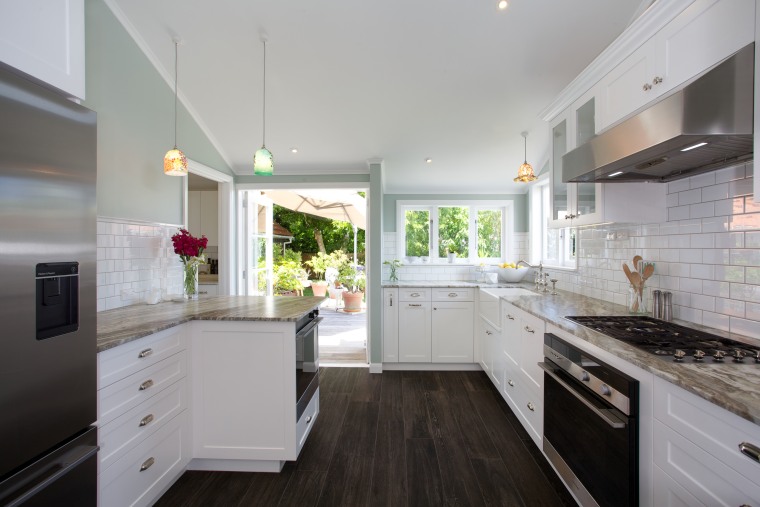 Textured tiles mimic the appearance of traditional wood cabinetry, countertop, cuisine classique, floor, flooring, home, interior design, kitchen, property, real estate, room, gray