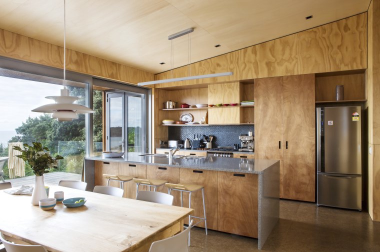 Contrasting plywood on walls cabinets and Trends