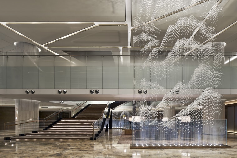 The entry foyer at the Sunrise Kempinski Hotel architecture, ceiling, daylighting, glass, interior design, lobby, structure, tourist attraction, gray