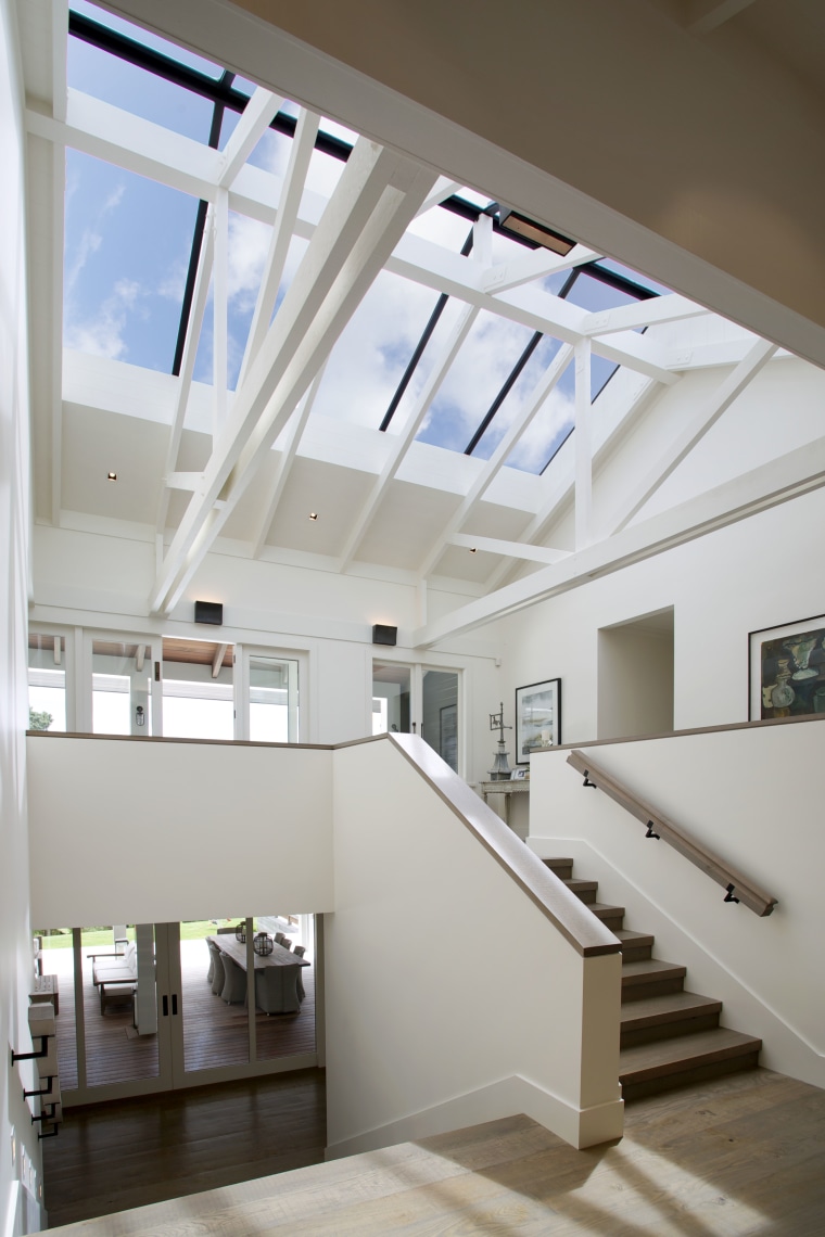 Timberworld provided all lining and insulation for this architecture, ceiling, daylighting, handrail, home, house, interior design, loft, product design, stairs, window, gray