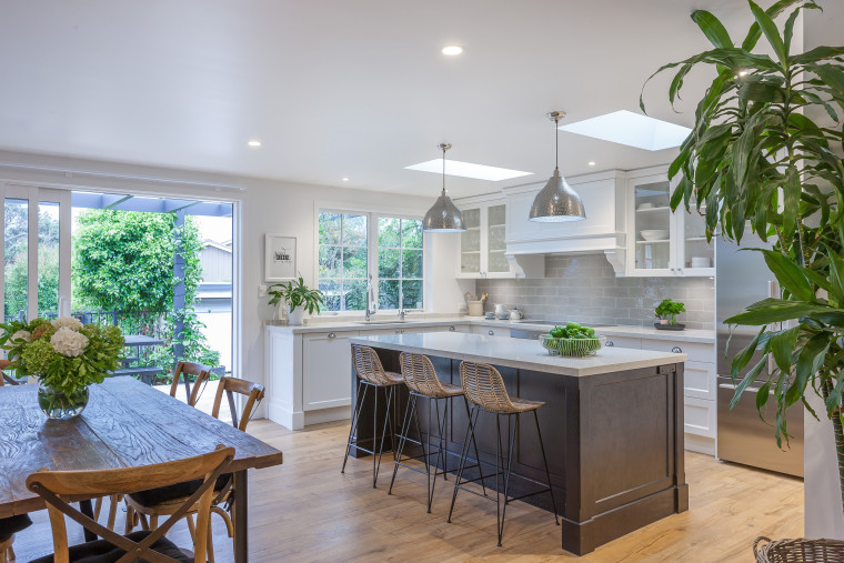 Dark becomes white, and cool becomes warm, in countertop, estate, home, interior design, kitchen, property, real estate, gray