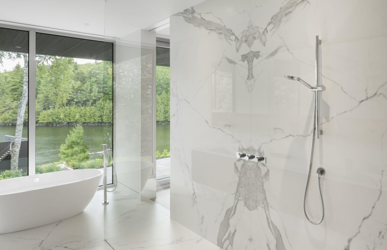 Serenity is one goal for your bathroom, another architecture, bathroom, building, floor, flooring, house, interior design, property, room, tile, tree, gray