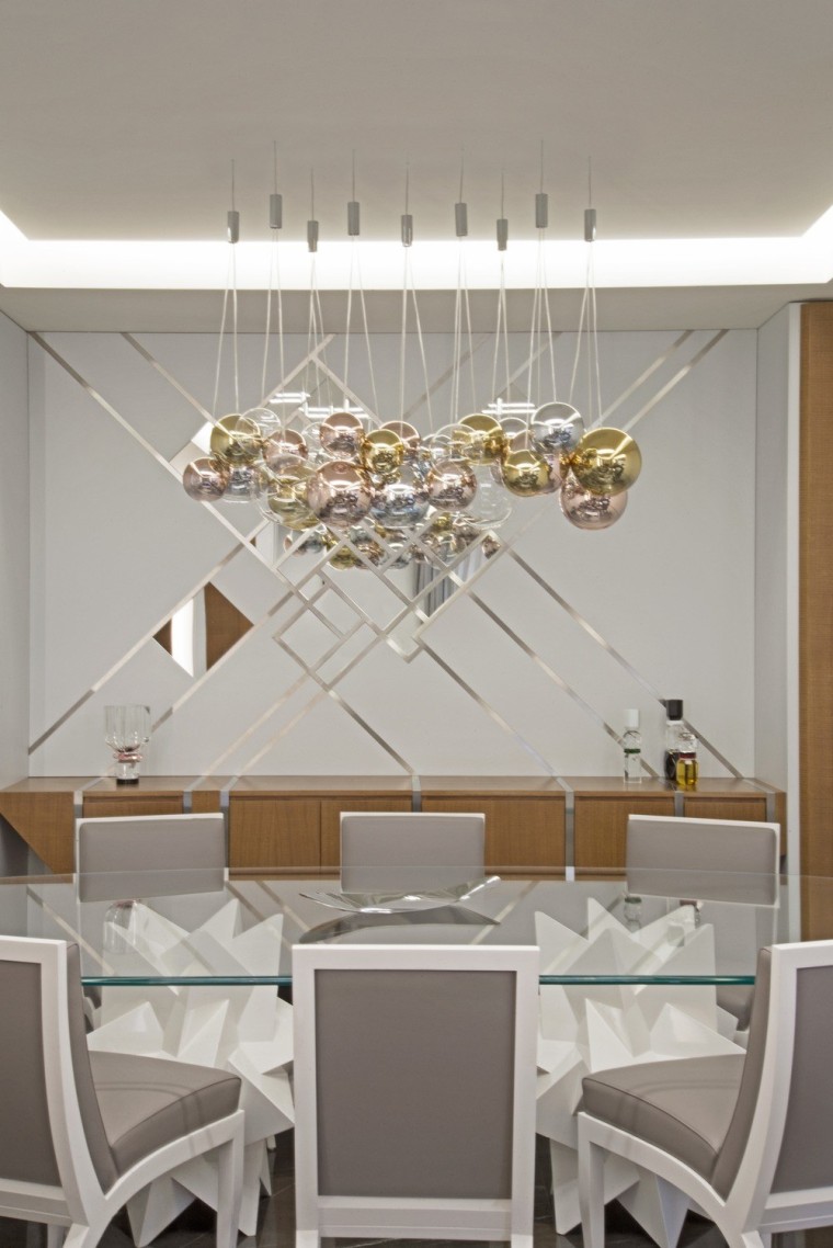 Complementing the dining table, is Ascension, a display architecture, ceiling, ceiling fixture, chandelier, design, dining room, furniture, interior design, light fixture, lighting, lighting accessory, material property, room, table, wall, white, gray