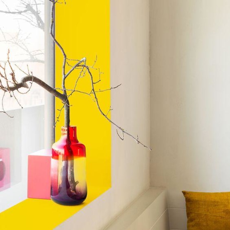 Add a bright colour to your window interior design, orange, room, vase, wall, wallpaper, yellow, white