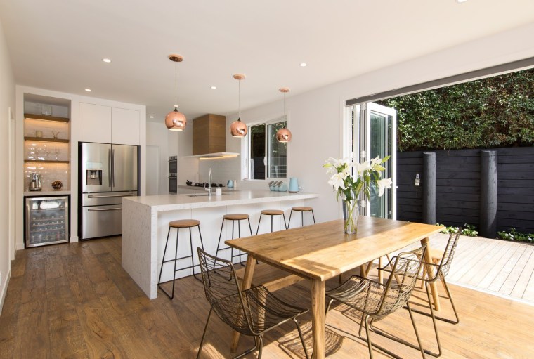 Plan what you need, even if you have building, cabinetry, ceiling, countertop, dining room, floor, flooring, furniture, hardwood, home, house, interior design, kitchen, laminate flooring, property, real estate, room, table, wood, wood flooring, white