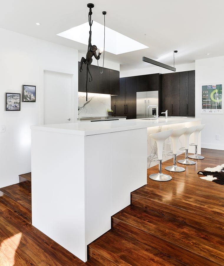 Stepped response – where the stairs go, the architecture, building, cabinetry, ceiling, countertop, design, floor, flooring, furniture, hardwood, home, house, interior design, kitchen, laminate flooring, loft, material property, property, room, table, white, wood, wood flooring, white