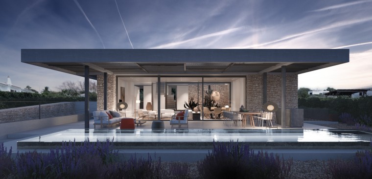 Island life – Front view architecture, estate, home, house, property, real estate, blue, gray